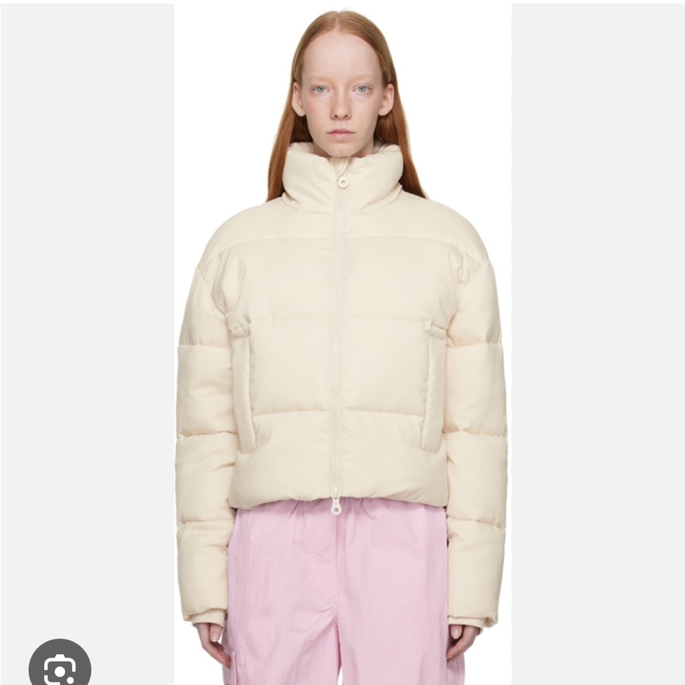 Girlfriend Collective White Cropped Puffer Jacket